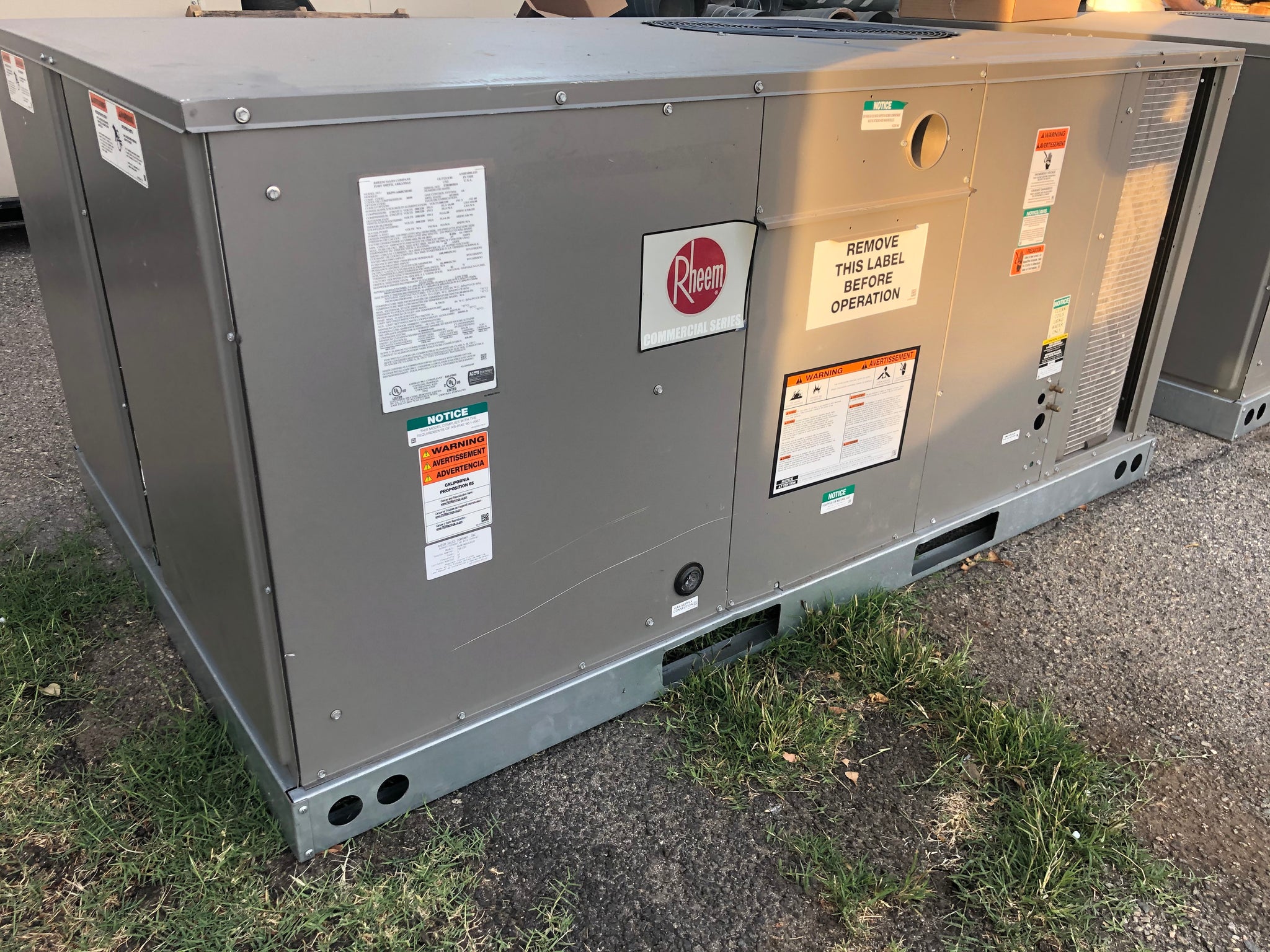 Package Rtu RHEEM 5 TON GAS HEAT RTU COMMERCIAL PACKAGED UNIT 208/230V 3-PHASE RKP ...